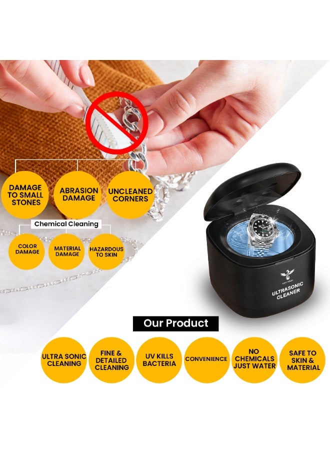 Novitson Premium Ultrasonic Ornaments Cleaner 200ML for Delicate Cleaning Jewellery, Eyewears, Watches and other Ornaments – Black NJC-4020B | Ultrasonic Jewelry Cleaner Machine - Image 3